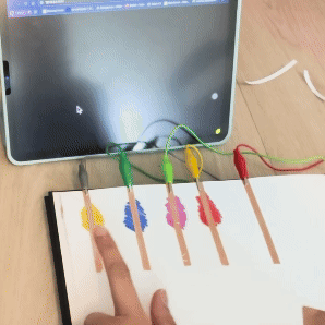 Here I have created buttons that are colour-coded so the user can see what colour dots they are going to be placing on the screen.       